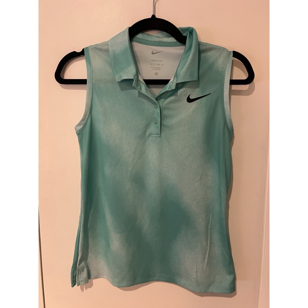 NWOT Nike Golf Dri-Fit Polo Sleeveless Aqua Wave Womens Size XS Tank Teal